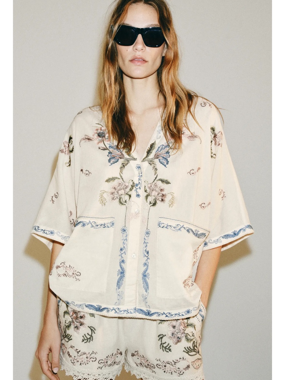 Zara ZW COLLECTION EMBROIDERED SHIRT